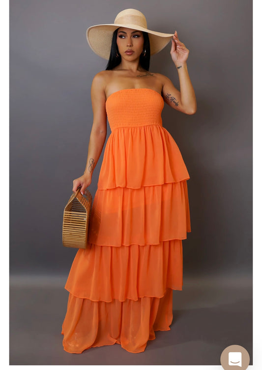 Halter Maxi Dress (Orange)